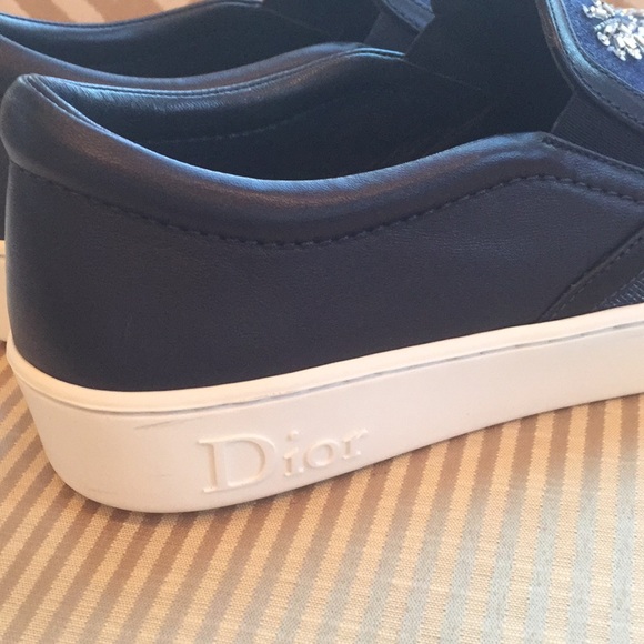 Dior Crystal Embellished Denim Flat Shoes - Picture 3 of 8